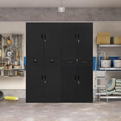 CJF 71" H Tall Metal Storage Cabinet with Drawer, Locking Garage Cabinet with 2 Adjustable Shelves, Heavy-Duty Tool File Storage Cabinets for Home Office, Kitchen, Warehouse, Shop (Black)