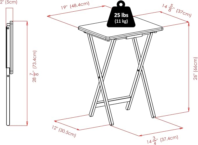 Winsome Alex Set of 2 Foldable Snack Tables, Easy to Store Small Portable Fold Up Table Set for Kitchen, Living Room TV Dining, Crafts, Puzzles, Work From Home