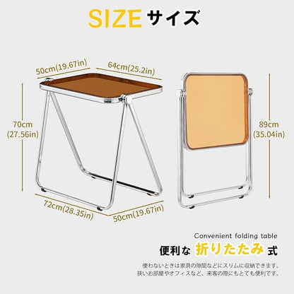 KAIHAOWIN Folding TV Tray Table Acrylic Foldable Table No Assembly Required Tiny Desk for Home Office Side Table Small Computer Desk for Small Spaces (Tawny)