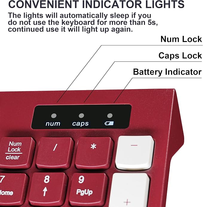 Wireless Keyboard and Mouse Combo, Reccazr 2.4G Full-Sized Keyboard and Mouse Cordless, 3 DPI Adjustable Mouse, Dual-System Keyboard for Computer/Laptop/Windows/Mac (Wine red)