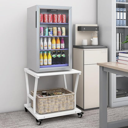 Natwind 2-Tier Large Printer Stand,23.6"x23.6"x29.5" Heavy-Duty Printer Table Cart with Paper Storage Shelf & Wheels,Ideal for Home Office Laser Printers, Copiers (White)