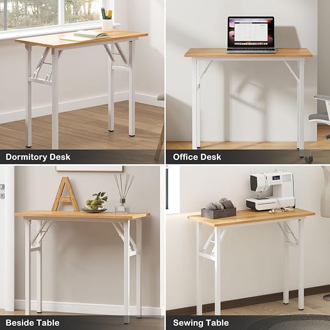 Need Small Desk, 31.5 x 15.7 Inches No Assembly Foldable Writing Table,Sturdy and Heavy Duty Folding Computer Desks for Small Space/Home Office/Dormitory AC5BW(80 * 40)