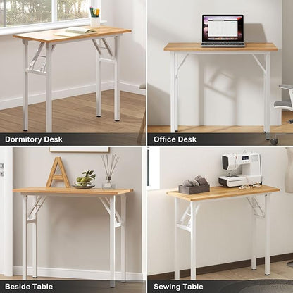 Need Small Desk, 31.5 x 15.7 Inches No Assembly Foldable Writing Table,Sturdy and Heavy Duty Folding Computer Desks for Small Space/Home Office/Dormitory AC5BW(80 * 40)