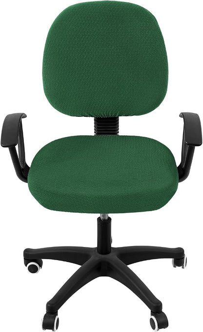 Smiry Stretch Jacquard Office Computer Chair Covers, Removable Washable Universal Desk Rotating Chair Slipcovers Protector, Seat + Backrest Cover, Emerald Green