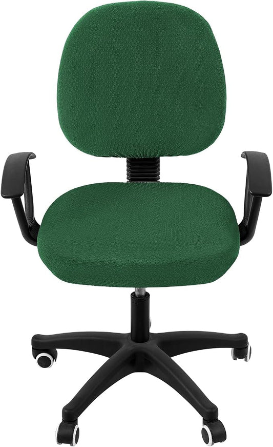 Smiry Stretch Jacquard Office Computer Chair Covers, Removable Washable Universal Desk Rotating Chair Slipcovers Protector, Seat + Backrest Cover, Emerald Green