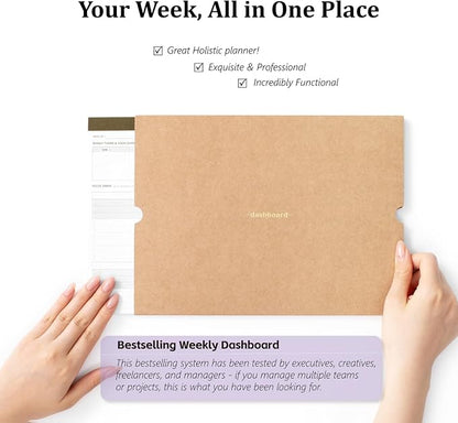 Minimalist Dashboard Desk Pad - 8.5" x 11" Weekly Productivity Planner Has 6 Focus Areas to List Tasks for Goals, Projects, Clients, Academic or Meal - Organize Your Daily Work Efficiently- 55 Weeks