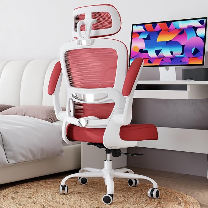 TRALT Office Chair Ergonomic Desk Chair, 330 LBS Home Mesh Office Desk Chairs with Wheels, Comfortable Gaming Chairs (Red)