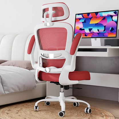 TRALT Office Chair Ergonomic Desk Chair, 330 LBS Home Mesh Office Desk Chairs with Wheels, Comfortable Gaming Chairs (Red)
