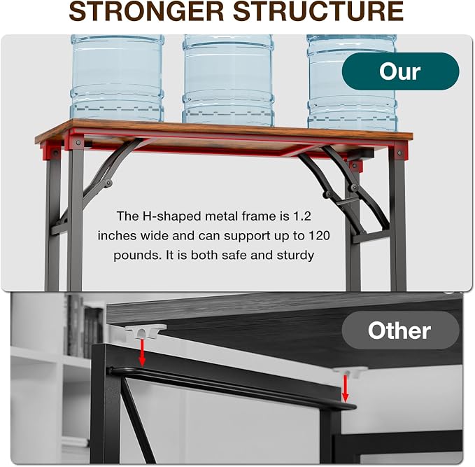 TEMI Small Computer Desk Folding Table - No Assembly, Compact 35.8" Foldable Desk with Power Outlets & USB Charging Port, Portable Small Office Desk, Ideal Mini Study Table for Narrow Spaces, Brown