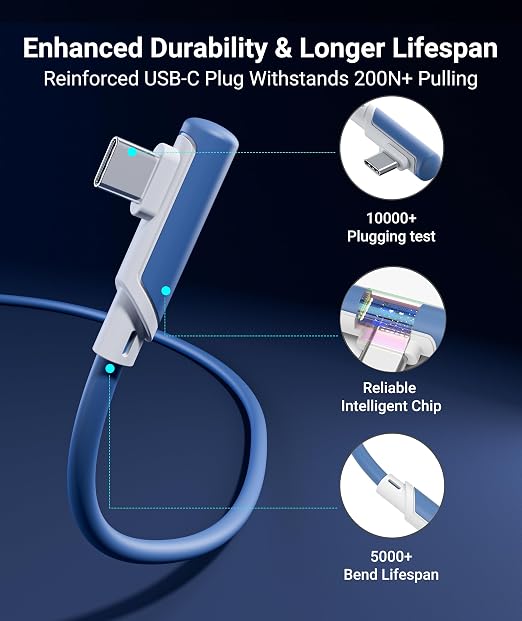 Syntech Link Cable 16 FT Compatible with Meta Quest 3S/Oculus Quest 3, Quest2/Pro/Pico4 Accessories and PC/SteamVR, High Speed PC Data Transfer, USB 3.0 to USB C Cable for VR Headset, Elemental Blue