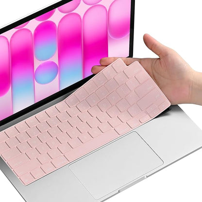 EooCoo Premium Keyboard Cover Skin Protector, Laptop Accessories Compatible with 2026 2025 2024 2023 2022 2021 M5-M1 Pro/Max MacBook Pro 14/16, M5-M2 MacBook Air 13/15, 2026 MacBook Neo 13, Pink