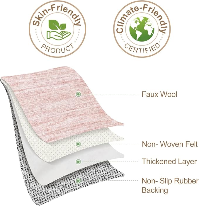 Nakagishi 10x14 Area Rugs Living Room: Washable Large Vintage Rug Neutral Non-Slip Soft Stain Resistant Indoor Carpet for Bedroom Nursery Dining Room Office Playroom - Pink-01