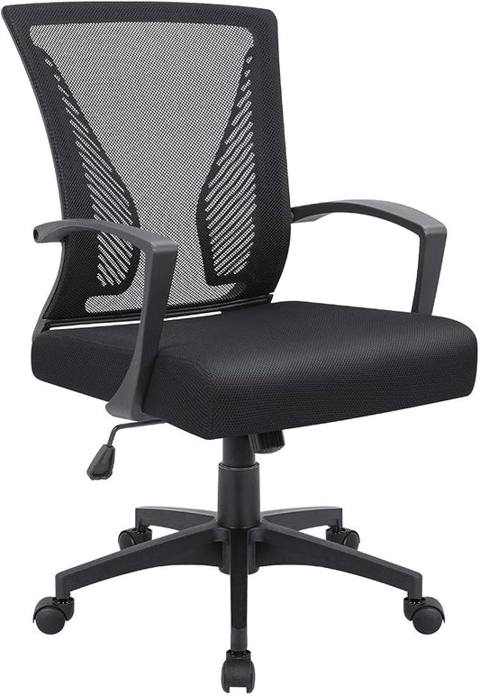 VICTONE Home Office Desk Chair Task Mid Back Mesh Office Chair Ergonomic Swivel Lumbar Support Desk Computer Chair (Black)