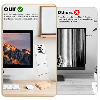 Monitor Memo Board with Removable Wooden Base Acrylic Portable Sticky Note Holder, It's Fine I'm Fine Everything is Fine Logo Office Desk Desk Set Sticky Notes 100 Sheets