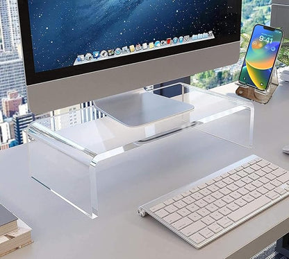 Acrylic Monitor Stand Riser Anti-Cat Laptop Cover Protector, Crystal Clear Laptop Stand, 16 inch Computer Monitor Riser for Home Office