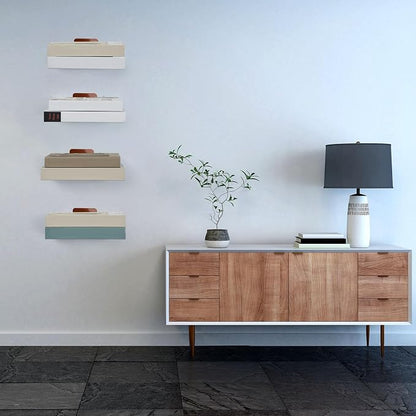 Jetec 6 Pack Invisible Floating Bookshelf Wall Mounted Floating Bookshelves Heavy Duty Book Organizers Hidden Book Shelf Metal Shelves Holder for Books Bedroom Living Room Home Office (Brown)