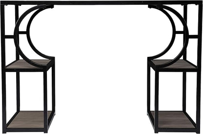 SEI Furniture - Tyberton Writing Desk with Storage - Transitional Design, Natural Iron and Wood - Ideal for Home Office, Bedroom (HO1119037)