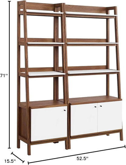 Modway Bookshelf Display Cases in Walnut White - Set of 2