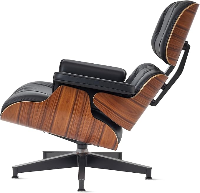 Mid Century Chaise Lounge Chair with Ottoman, Ultra Premium Aniline Leather Reading Chair, Modern Chair Classic Design, Heavy Duty Base Support for Living Room Study Lounge Office, Palisander Black