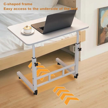 Garvee Standing Desk Adjustable Height, Small Standing Desk with Wheels, Mobile Portable Rolling Laptop PC Table Adjustable Height Computer Workstation for Home Office Study Bedroom White