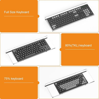 Beego Ergonomic Computer Keyboard Stand - Clear Acrylic Keyboard Riser Tilted Keyboard Holder Keyboard Tray with Black Non-Slip Strip for Easy Typing at Home School Office Desk Accessories