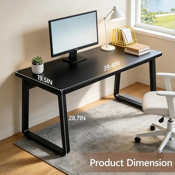Small Office Computer Desk, Simple Style Writing Desk Waterproof and Scratch-Resistant,Sturdy Study Writing Desk with Wooden Tabletop and Metal Frame for Bedroom, Study Room, Living Room