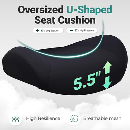 Big and Tall Home Office Desk Chair 400lb Capacity for Heavy People, Ergonomic Wide Mesh Desk Chair with Stepless Recline & Lock, 5.5" Thick Cushion, High Back, Adjustable Height & Armrests