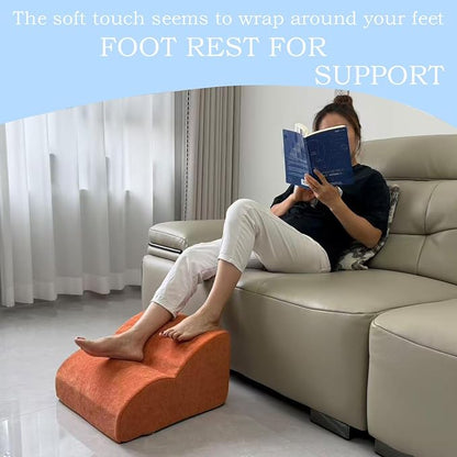 Foot Rest for Under Desk at Work.Multifunctional 3-Tier Foot Stool,with Washable Footrest.for Under Desk,Office Chair Gaming Chair & Sofa,Leg Elevation Pillow,Supports Posture (Orange)