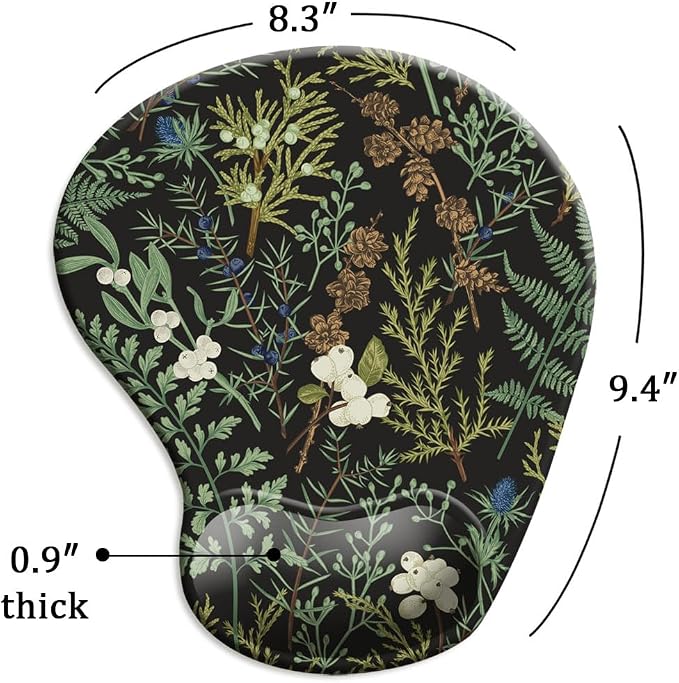 Ergonomic Mouse Pad with Wrist Support and Coaster,Mouse Pads with Non-Slip PU Base for Home Office Working Studying Easy Typing & Pain Relief Botanical Flowers