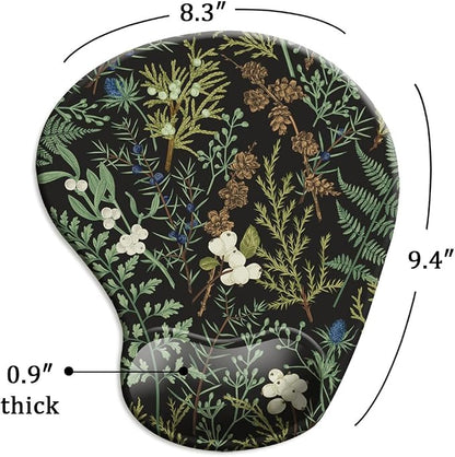 Ergonomic Mouse Pad with Wrist Support and Coaster,Mouse Pads with Non-Slip PU Base for Home Office Working Studying Easy Typing & Pain Relief Botanical Flowers