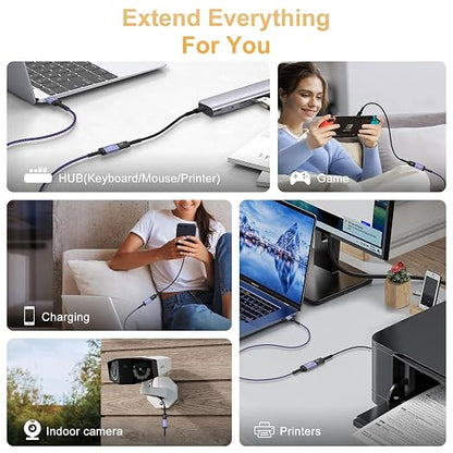 USB Extension Cable,10FT USB3.0 Extender USBA Extension Cord USB Male to Female 5Gbps Fast Data Transfer for PC,Computer,Flash Drive,Keyboard,Mouse,Hard Drive,Printer,Webcam,Headset,USB Hubs,Camera