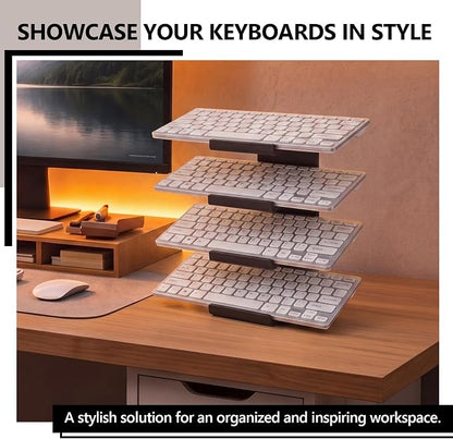 Novabright 4 Tier Keyboard Display Stand Keyboard Storage Rack for Gaming Desk Setup Workstations Office Organization Space Saving Desktop Storage Black