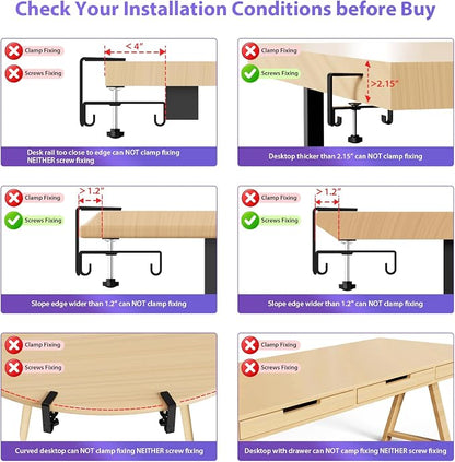 Univivi No Drill Under Desk Cable Management Tray, 28" Cord Organizer for Table, Clamp/Screw Mount Desk Cable Management, Premium Fabric Cable Management Tray for Office, Home