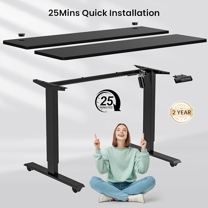 farexon arexon Electric Standing Desk 63 x 24In with Power Outlets, Rolling Stand up Desk with Oversized Mouse Pad, 2 USB Ports & 3 Power Outlets, 4 Casters, 4 Preset Heights Easy to Set（Black