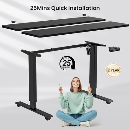 farexon arexon Electric Standing Desk 63 x 24In with Power Outlets, Rolling Stand up Desk with Oversized Mouse Pad, 2 USB Ports & 3 Power Outlets, 4 Casters, 4 Preset Heights Easy to Set（Black