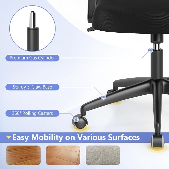 Giantex Mesh Office Chair, Ergonomic Desk Chair with Flip-up Arms & Lumbar Support, Height Adjustable Swivel Computer Desk with High Back for Home Office (Black)