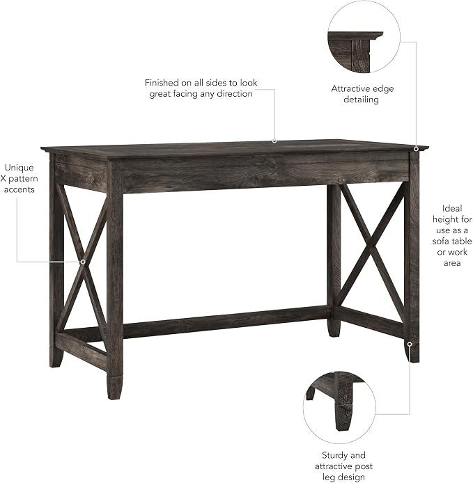 Bush Home Key West 48W Writing Desk in Dark Gray Hickory