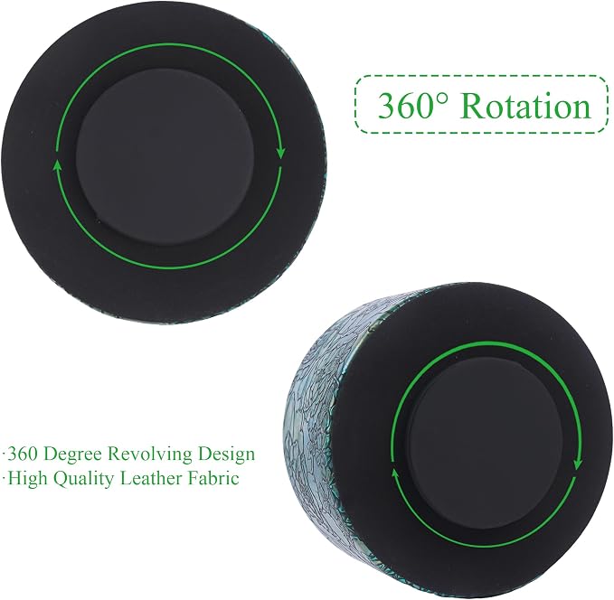 Remote Control Holder, 360°Spinning PU Leather Desk TV Remote Caddy,Desk Storage Box Room Accessories for Controller, Media,Mail,Calculator, Mobile Phone,Pencil(1B-Rich Flower Green)