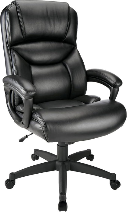 Realspace® Fennington Bonded Leather High-Back Chair, Black