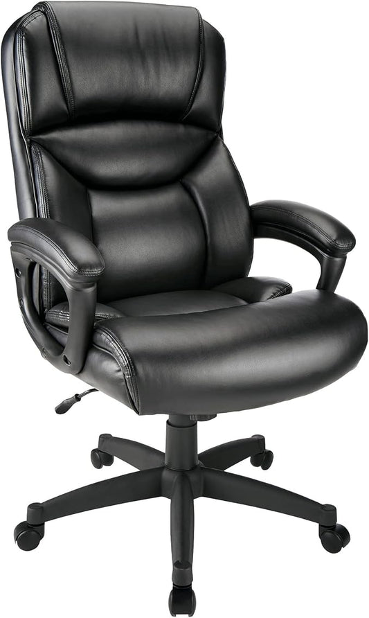 Realspace® Fennington Bonded Leather High-Back Chair, Black