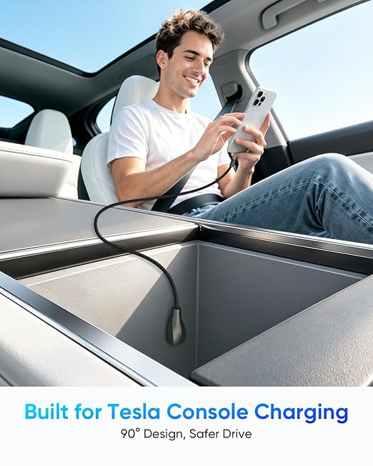 USB C Cable Right Angle - [1Pack 10FT] 60W Fast Charging USB C Cable Braided USB Type C Data Cable, 90 Degree C Port Charger Cord for iPhone 17/16/15 Pro Max, Tesla Model Y, MacBook, iPad, Samsung