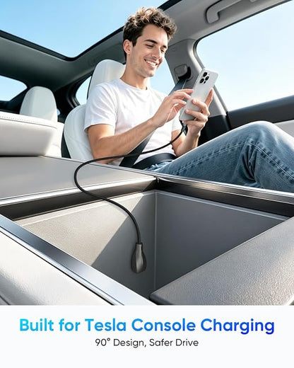 USB C Cable Right Angle, [2Pack 6.6FT] 60W Fast Charging USB C Cable Braided USB Type C Data Cable, 90 Degree C Port Charger Cord for iPhone 17/16/15 Pro Max, Tesla Model Y, MacBook, iPad, Samsung