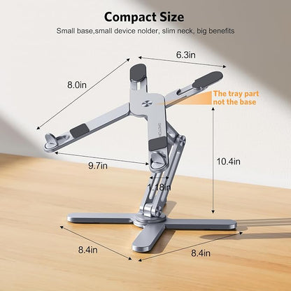 OMOTON 360° Rotating Laptop Stand Riser for Desk, Ergonomic Foldable Computer Stand Adjustable Height Angles for Collaborative Work, Easy Storage Fit Macbooks,All Laptops up to 16 inches, Space Grey