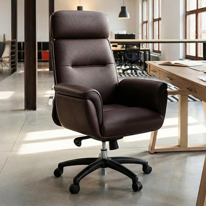 EUREKA ERGONOMIC Royal Ergonomic Office Chair Executive Desk Chair, Microfiber Leather High Back Executive Chair Comfy Ergonomic 360° Swivel with Lumbar for Home Workshop- Brown
