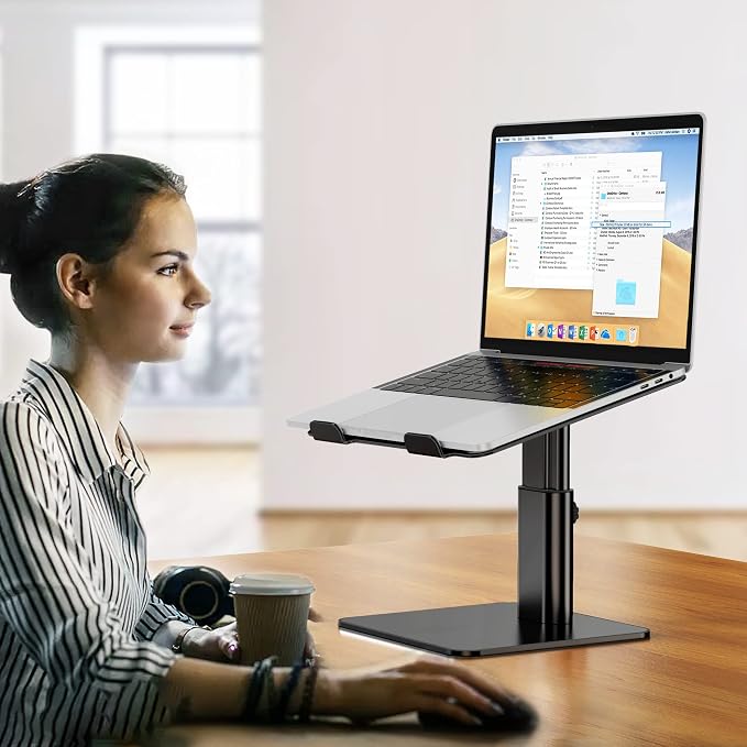BESIGN LSX6N Laptop Stand, Ergonomic Adjustable Notebook Riser, Computer Holder, Laptop Mount Compatible with 10-15.6" Laptops, Black