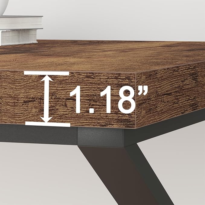 HSH Large Rustic Brown Computer Desk, 70 Inch Home Office Metal Wood Desk for 2 Person, Farmhouse Extra Long Writing Study Gaming Table, Bedroom Living Room PC Laptop Dual Monitor Desk