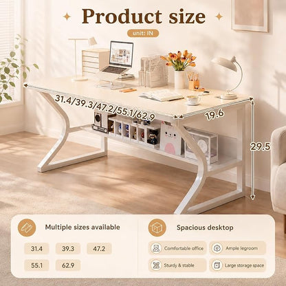 Small Computer Desk with Bookshelf, 39.4 Inch Writing Desk Black | Storage Bookshelf Design; Space Saving Desk for Small Apartment; Home Office, Bedroom & Study Use; Compact Writing Table