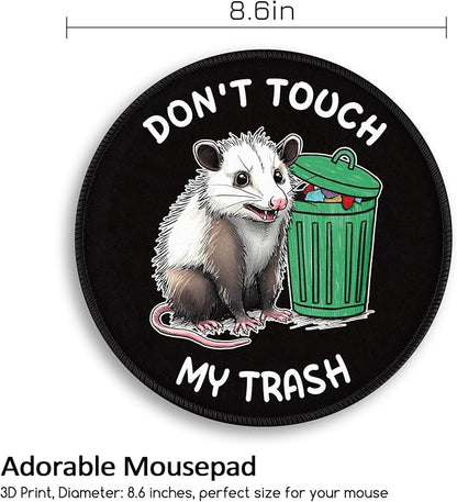 Funny Opossum Trash Dumpster Mouse Pad, Small Round Mousepads, Mini Travel Mouse Mat for Wireless Computer Laptop, Work Office Coworker Colleague Desk Accessories, 8.6 x 8.6 inch