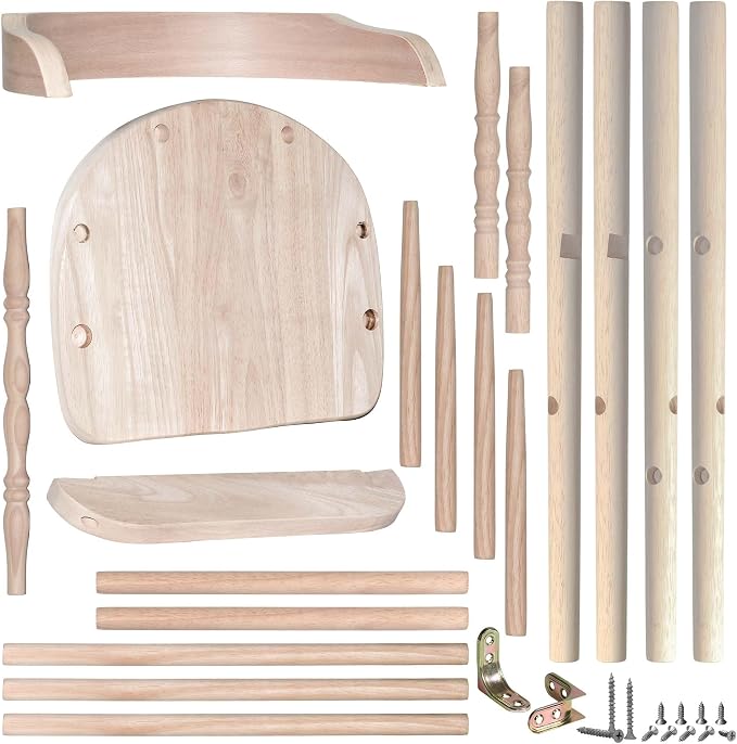 Sargent's Sons Amish Style Wooden Youth Chair, Desk Chair, Youth Dinning Chair with Step & Arms (Natural DIY You Finish)