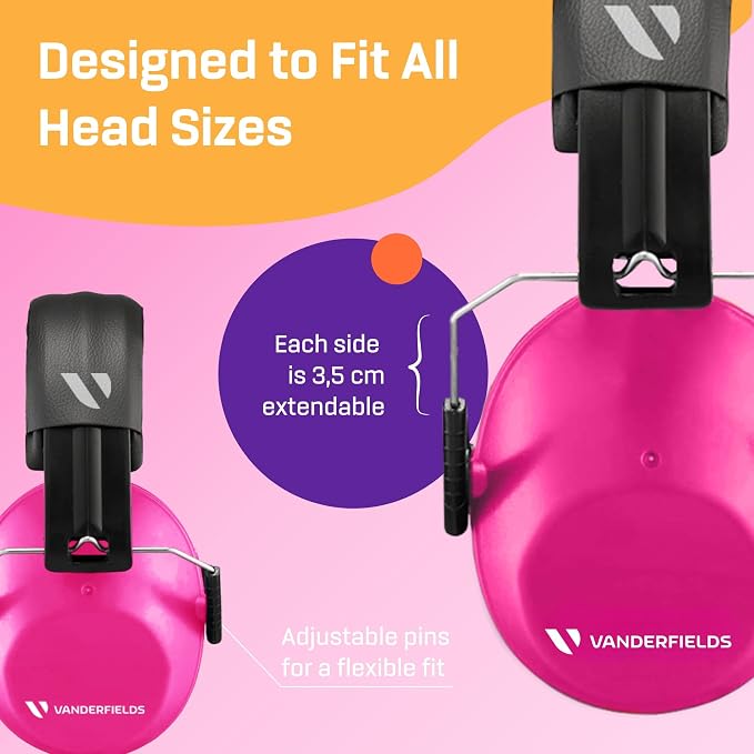 Vanderfields Hearing Protection Ear Muffs - Over 31 dB (2K Hz) Broad Noise Cancelling Sound Reduction Earmuffs for Kids 3-12